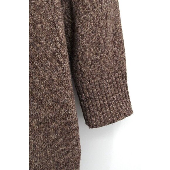 Easel Cardigan Duster Womens Large Brown Open Acrylic Sweater Pocket Cottagecore - Picture 3 of 9
